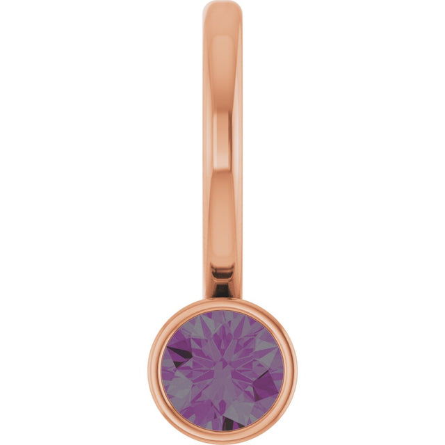 14K Gold Round Lab-Grown Alexandrite Bezel-Set Solitaire Pendant - Rose Gold