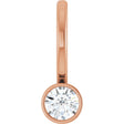 14K Gold Round Natural Diamond Bezel-Set Solitaire Pendant - Rose Gold