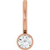 14K Gold Round Natural Diamond Bezel-Set Solitaire Pendant - Rose Gold