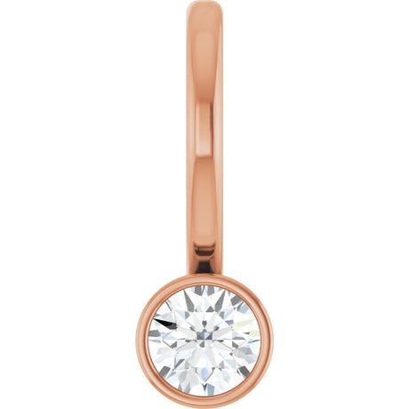 14K Gold Round Natural Diamond Bezel-Set Solitaire Pendant - Rose Gold