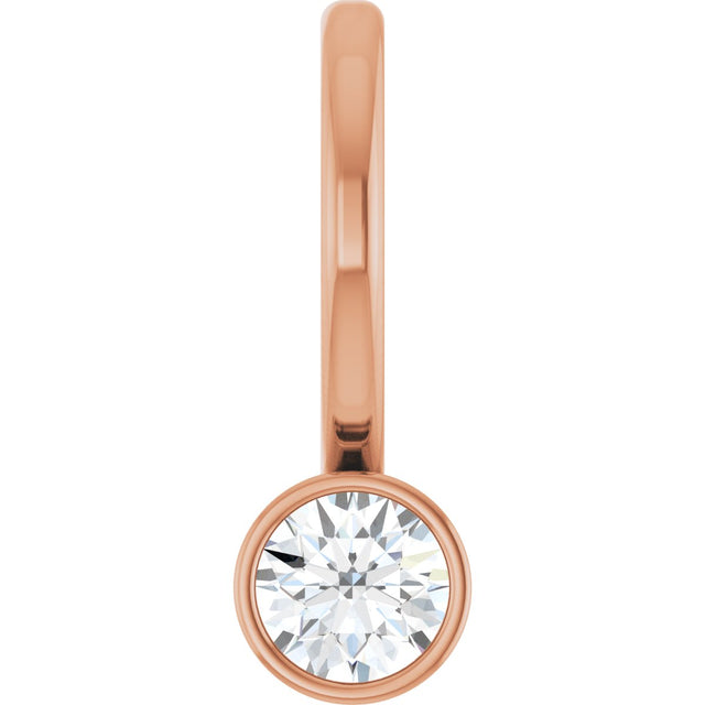 14K Gold Round Natural Diamond Bezel-Set Solitaire Pendant - Rose Gold