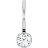 14K Gold Round Natural Diamond Bezel-Set Solitaire Pendant - White Gold