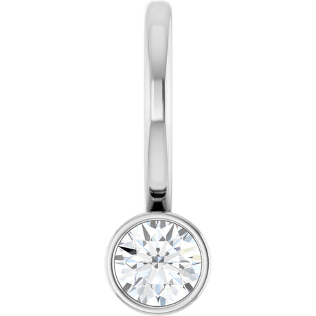 14K Gold Round Natural Diamond Bezel-Set Solitaire Pendant - White Gold