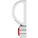 Platinum Round Natural Mozambique Garnet Bezel-Set Solitaire Pendant