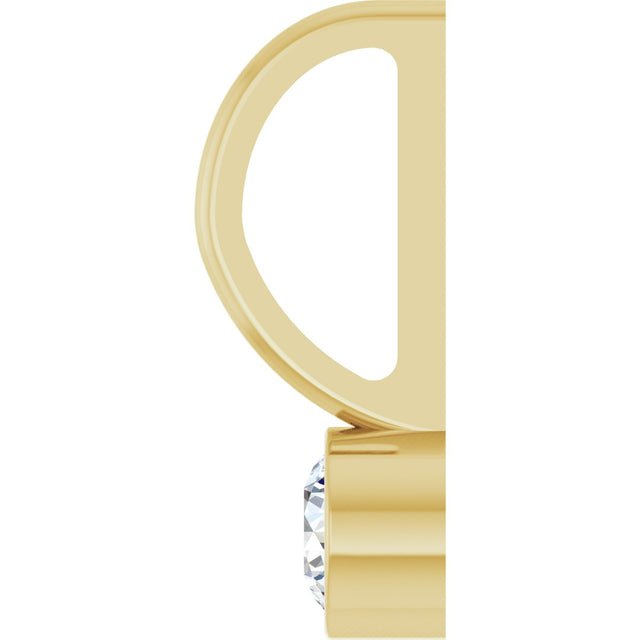 14K Gold Round Natural Diamond Bezel-Set Solitaire Pendant - Yellow Gold - view 3