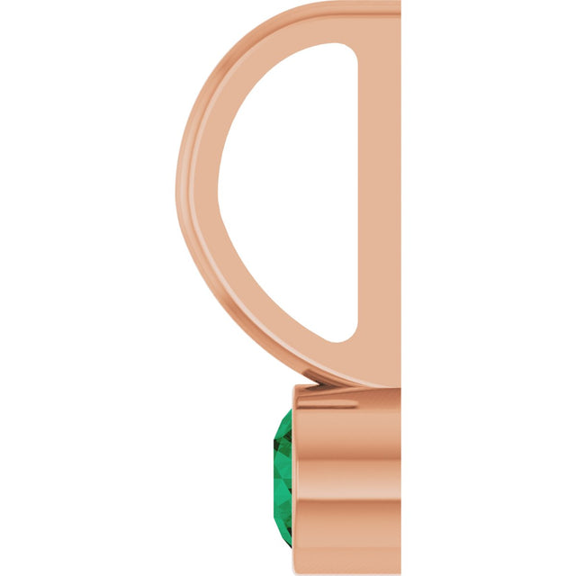 14K Gold Round Natural Emerald Bezel-Set Solitaire Pendant - Rose Gold - view 3
