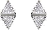 Platinum Triangle Natural Diamond Two-Stone Bezel-Set Earrings - view 2