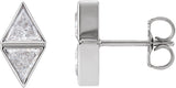 Platinum Triangle Natural Diamond Two-Stone Bezel-Set Earrings