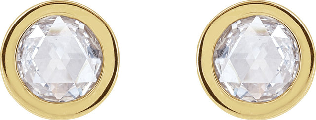 14K Gold Natural Diamond Round Bezel-Set Rose-Cut Stud Earrings - Yellow Gold - view 2