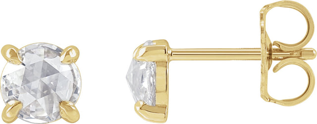 14K Gold Natural Diamond Round 4-Prong Claw Rose-Cut Stud Earrings - Yellow Gold