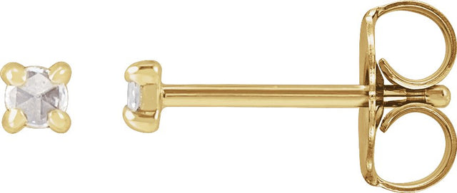14K Gold Natural Diamond Round 4-Prong Claw Rose-Cut Stud Earrings - Yellow Gold