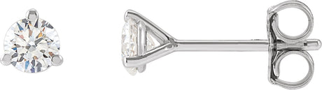 14K Gold Lab-Grown Diamond Round 3-Prong Cocktail-Style Stud Earrings – 2.5-7.5mm Stones - White Gold