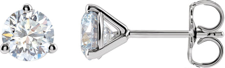 14K Gold Lab-Grown Diamond Round 3-Prong Cocktail-Style Stud Earrings – 2.5-7.5mm Stones - White Gold
