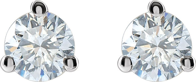 14K Gold Lab-Grown Diamond Round 3-Prong Cocktail-Style Stud Earrings – 2.5-7.5mm Stones - White Gold - view 2
