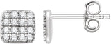 14K Gold Round Natural Diamond Cluster Earrings IV - White Gold