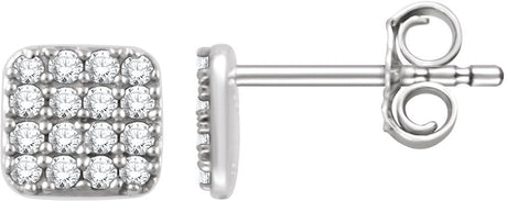 14K Gold Round Natural Diamond Cluster Earrings IV - White Gold
