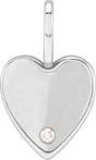 Platinum Round Natural Diamond Engravable Accented Heart Pendant