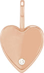 14K Gold Round Natural Diamond Engravable Accented Heart Pendant - Rose Gold