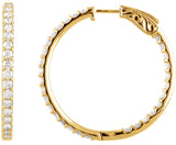 14K Gold Round Lab-Grown Diamond Inside-Outside Hoop Earrings - Yellow Gold