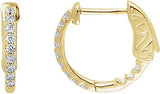 14K Gold Round Natural Diamond Inside-Outside Hoop Earrings – 1.3-2.6mm Stones - Yellow Gold