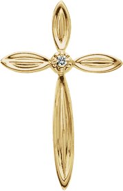 14K Gold Round Natural Diamond Cross Pendant – 0.01 CTW