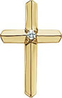 14K Gold Round Natural Diamond Solitaire Cross Pendant – 2mm Stones - Yellow Gold