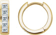 14K Gold Square Natural Diamond Channel-Set Hoop Earrings - Yellow Gold