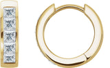 14K Gold Square Natural Diamond Channel-Set Hoop Earrings - Yellow Gold