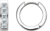 Platinum Square Natural Diamond Channel-Set Hoop Earrings