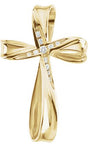 14K Gold Round Natural Diamond Accented Cross Pendant – 1/10 CTW - Yellow Gold