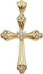14K Gold Round Natural Diamond Accented Cross Pendant – 1/4 CTW - Yellow Gold