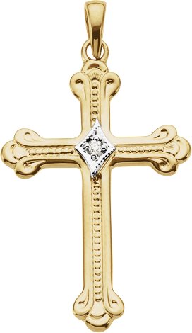 14K Gold Cross Pendant II - Two-Tone