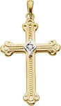 14K Gold Cross Pendant II - Two-Tone
