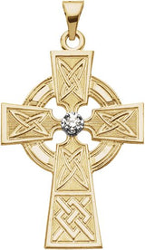 14K Gold Cross Pendant – 33x23mm - Two-Tone