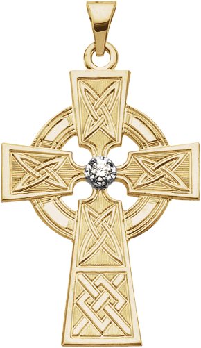 14K Gold Cross Pendant – 33x23mm - Two-Tone