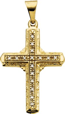 14K Gold Cross Pendant – 26x18mm