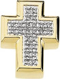 14K Gold Round Natural Diamond Accented Cross Pendant – 1.3mm Stones