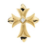 14K Gold Square Natural Diamond Solitaire Cross Pendant