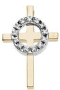 14K Gold Round Natural Diamond Accented Cross Pendant – 1/8 CTW