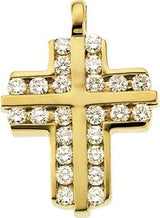 14K Gold Accented Cross Pendant II