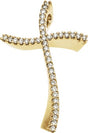 14K Gold Round Natural Diamond Accented Cross Slide Pendant - Yellow Gold