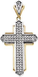 14K Gold Round Natural Diamond Cross Pendant – 5/8 CTW