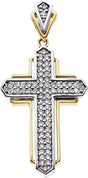 14K Gold Round Natural Diamond Cross Pendant – 5/8 CTW