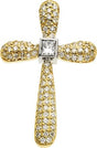 14K Gold Square Natural Diamond Accented Cross Pendant – 5/8 CTW