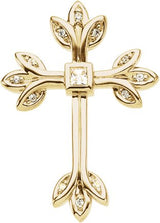 14K Gold Square Natural Diamond Accented Cross Pendant – 1/4 CTW