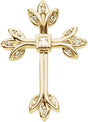 14K Gold Square Natural Diamond Accented Cross Pendant – 1/4 CTW