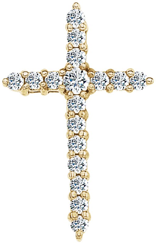 14K Gold Round Natural Diamond Accented Cross Pendant – 1/3 CTW - Yellow Gold