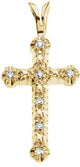 14K Gold Round Natural Diamond Cross Pendant – 0.06 CTW · 1.3mm Stones - Yellow Gold