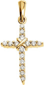 14K Gold Round Natural Diamond Accented Cross Pendant – 1/5 CTW - Yellow Gold