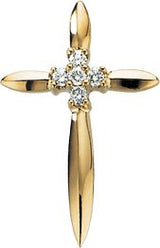 14K Gold Round Natural Diamond Accented Cross Pendant – 0.07 CTW